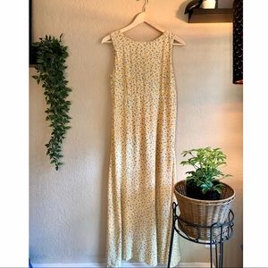 Vintage Butter Yellow Floral Midi Dress